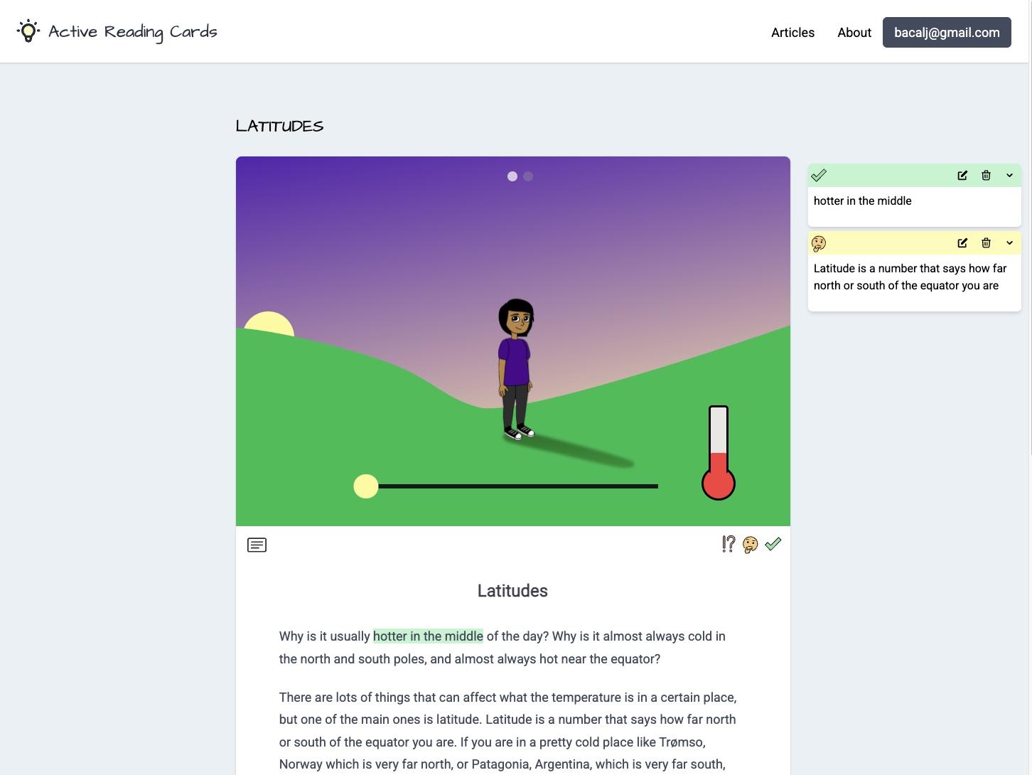 Active Reading Cards
